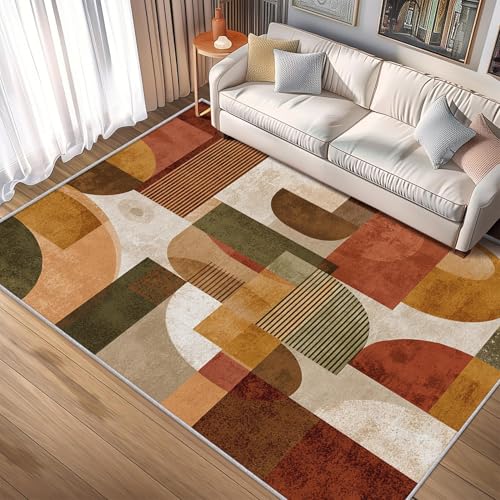 Tapis rétro 50s géométrique lavable antidérapant pour salon - 2