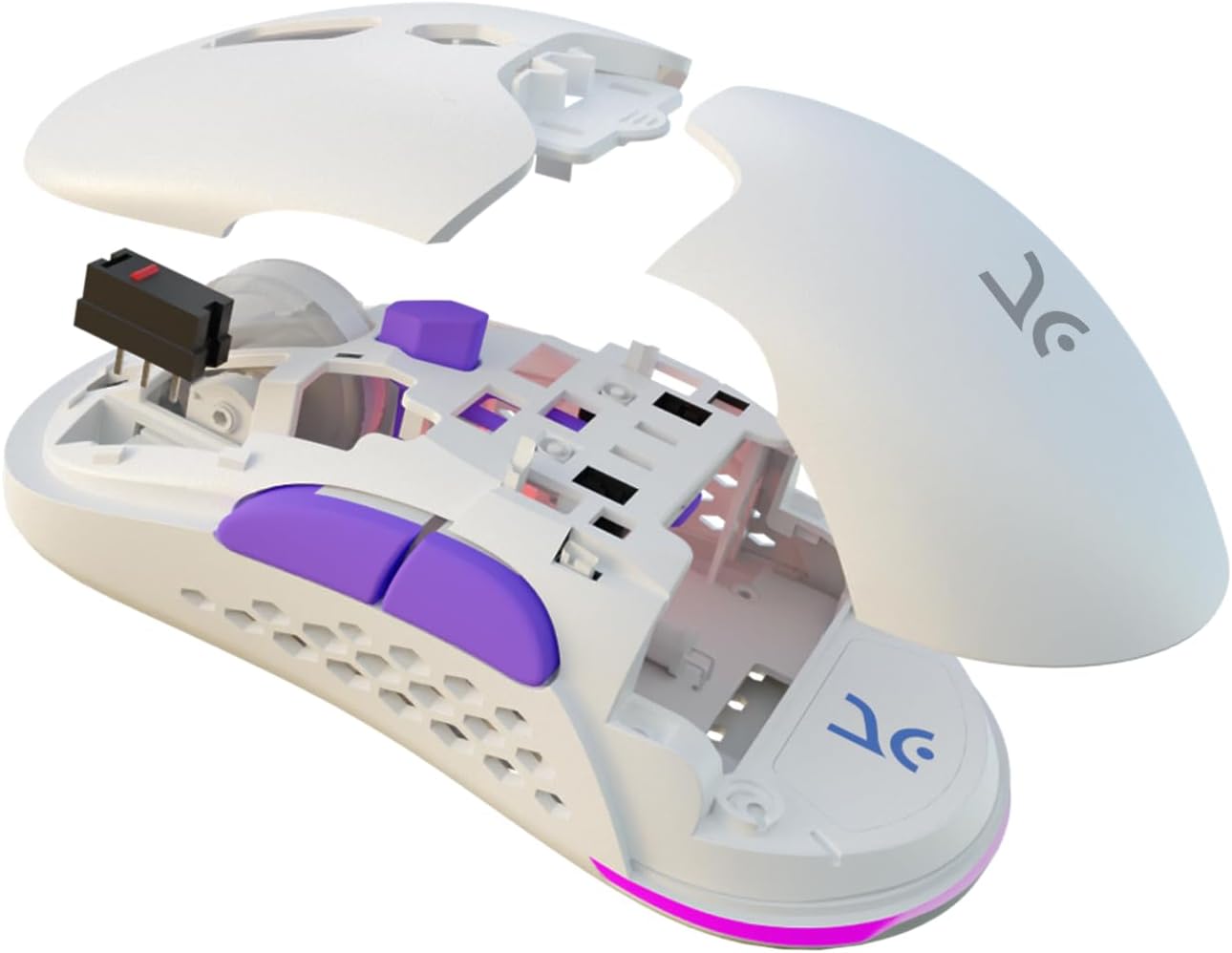 Chimera V2 RGB Wireless Gaming Mouse with Hot-swappable 50M Switches, Dual Magnetic Shells, 6 Programmable Buttons, Triple-Mode Connectivity & Adjustable DPI up to 12000 (White)