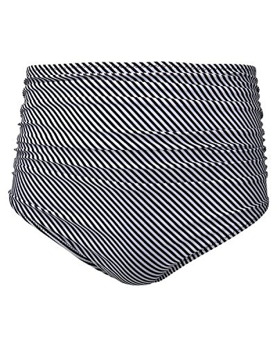Image of Tempt Me Women High Waisted Bikini Bottom Retro Ruched Swim Bottom Shirred Tankinis Brief