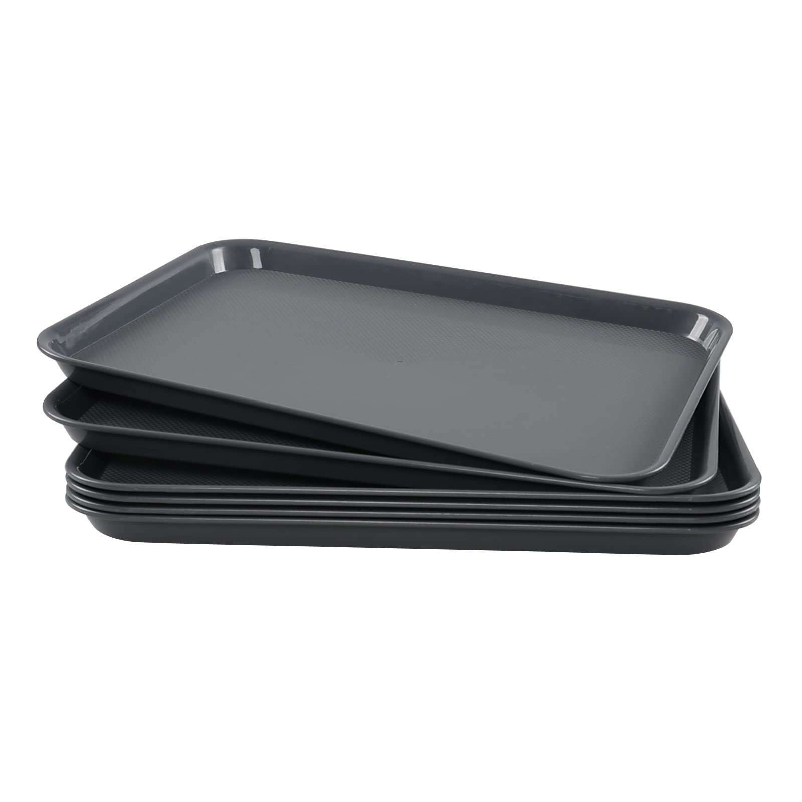 6-teiliges Plastik Fast Food Tablett, FoodService Cafe Tablett, Grau