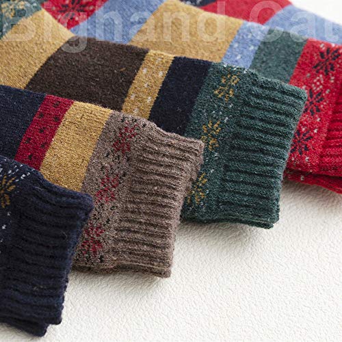 Image of IIG 5 Pairs Women's Vintage Style Thick Wool Warm Winter Crew Socks