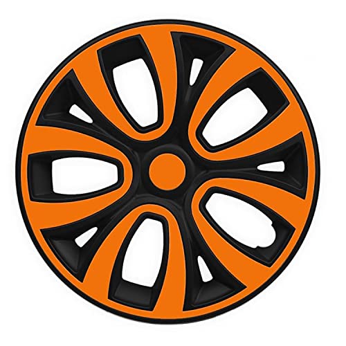 OMAC 15 Inch Hubcaps for Mercedes Matt Black and Orange 4 pcs. Wheel Rims Cover - Hub Caps - Car Tire Exterior Replacement