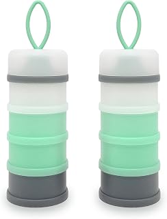 Baby Formula Dispenser, Portable Milk Powder Dispenser Container, Baby Feeding Travel Storage Container, Non-Spill Stackable Baby Snack Storage Container, BPA Free, 4 Compartments, 2 Packs