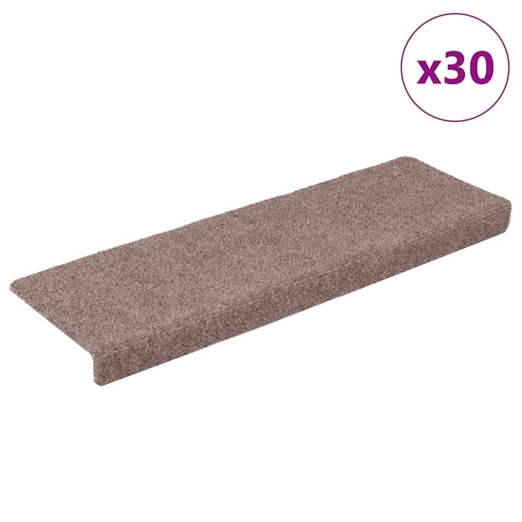 Alfombrillas autoadhesivas para escalones, color crema, 65 x 21 x 4 cm, 30 unidades, polipropileno, diseño moderno, resistente y lavable, para salón, pasillo, dormitorio