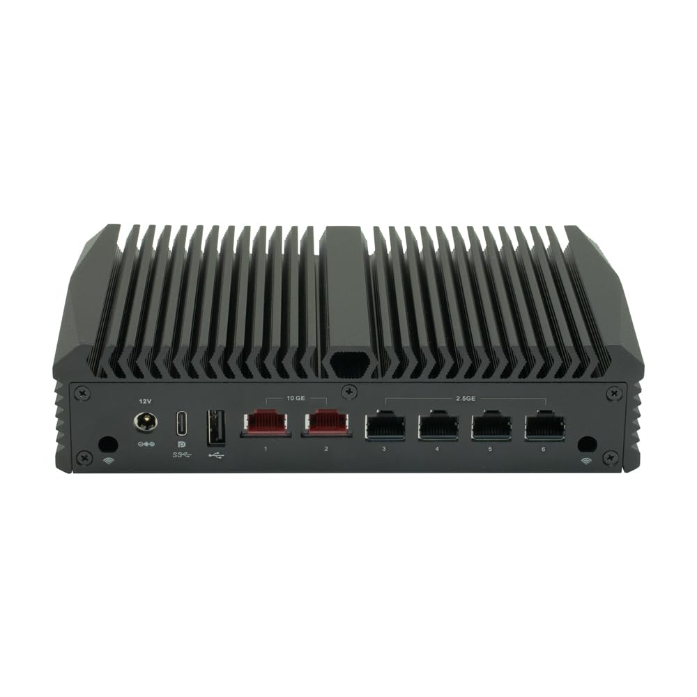 Qotom Q10922H6 Barebone System Mini PC N100, 4X 2.5G LAN 2X 10G Desktop Computer