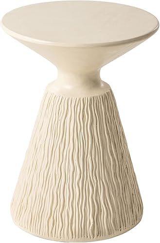 Miniatura 5 de HOMPUS Mesa auxiliar redonda para exteriores, mesa auxiliar de hormigón MgO Samll de hongos, mesa auxiliar ligera para patio, soporte para plantas