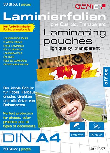 Pochettes de plastification A4 Genie anti humidité et déchirure 125 mic
