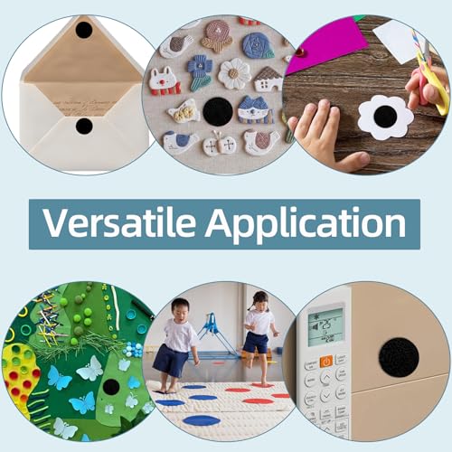 Image of 800 PCS Self Adhesive Dots Tape, Large 0.79 inch Diameter Hook and Loop Dots, Premium Nylon Sticky Back Coins for Home, School, Office, DIY (Black)