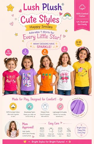 Image of Lush Plush Baby Girls Half Sleeves Cotton T-Shirts Set