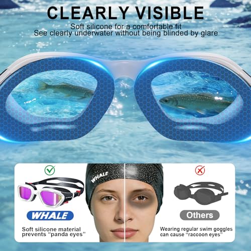 Image of Whale Swim Goggles Polarized Anti-Fog Lenses, Unisex | 100% UV Protection | Anti-Fog Goggles High Definition, Wide-Angle View
