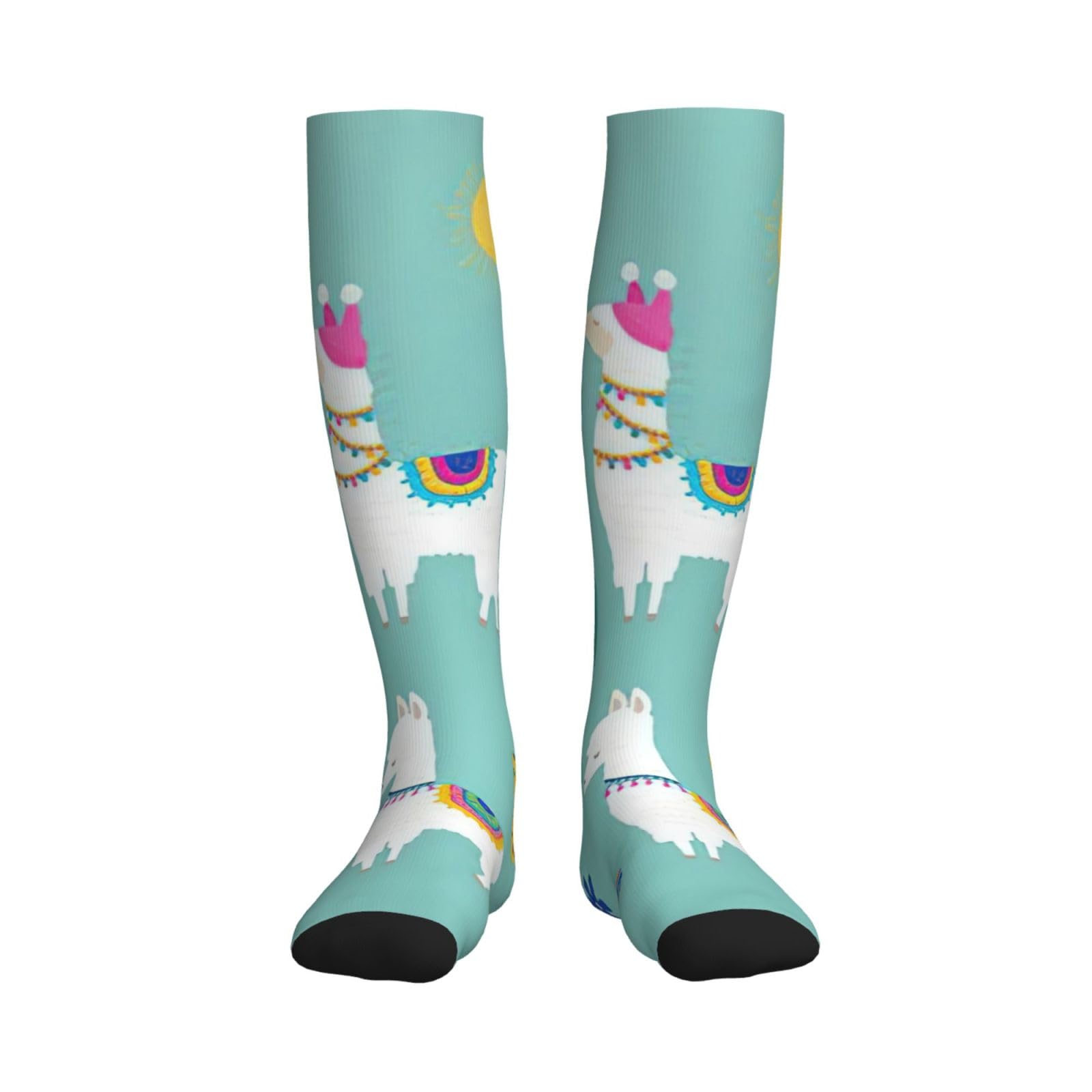 Longzehao Alpaca Llama Print Compression Socks for Women and Men,15-20 mmHg is Best Support for Athletic sports