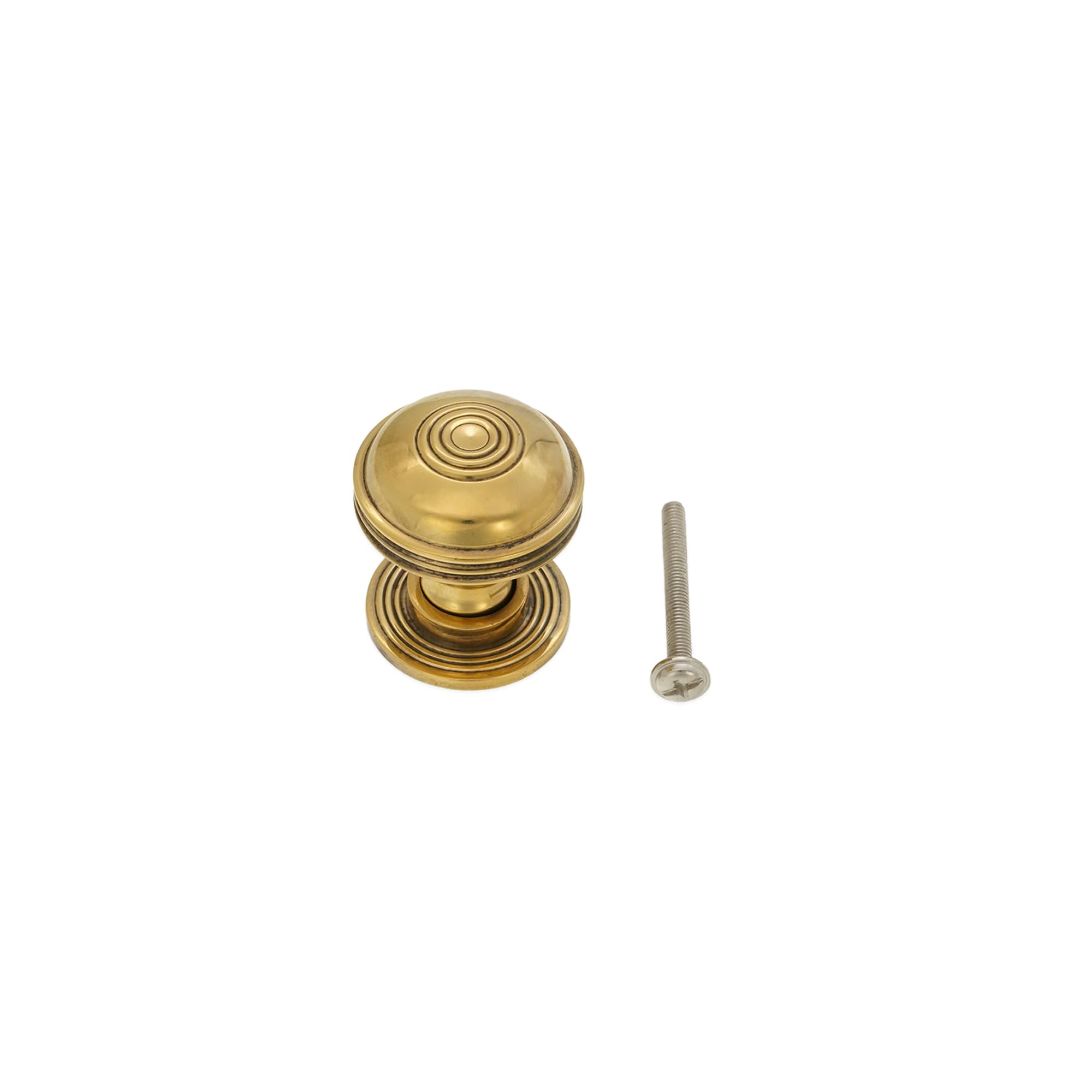Infinity Decor Juego de 4 pomos de latón envejecido Preston de estilo tradicional para armario, interior de 32 mm, adecuados para tiradores de muebles y armarios