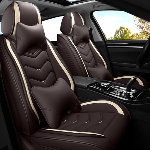 Image of ADERN Car Seat Covers for Jeep Wrangler 2000-2025, Premium Nappa Leather Car Seat Cover, Stylish Sport Seat Covers, Automobile Seat Cover Sets.(Luxury 2 Seats /Coffee Color)