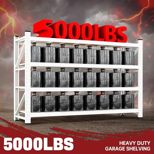 Image of RAVIGIN 5000LBS Storage Shelves,71 inch W Garage Shelving Heavy Duty Metal Adjustable Garage Shelves, Shelving Units Industrial Shelving for Warehouse,71 inch W x 24 inch D x 69 inch H,White