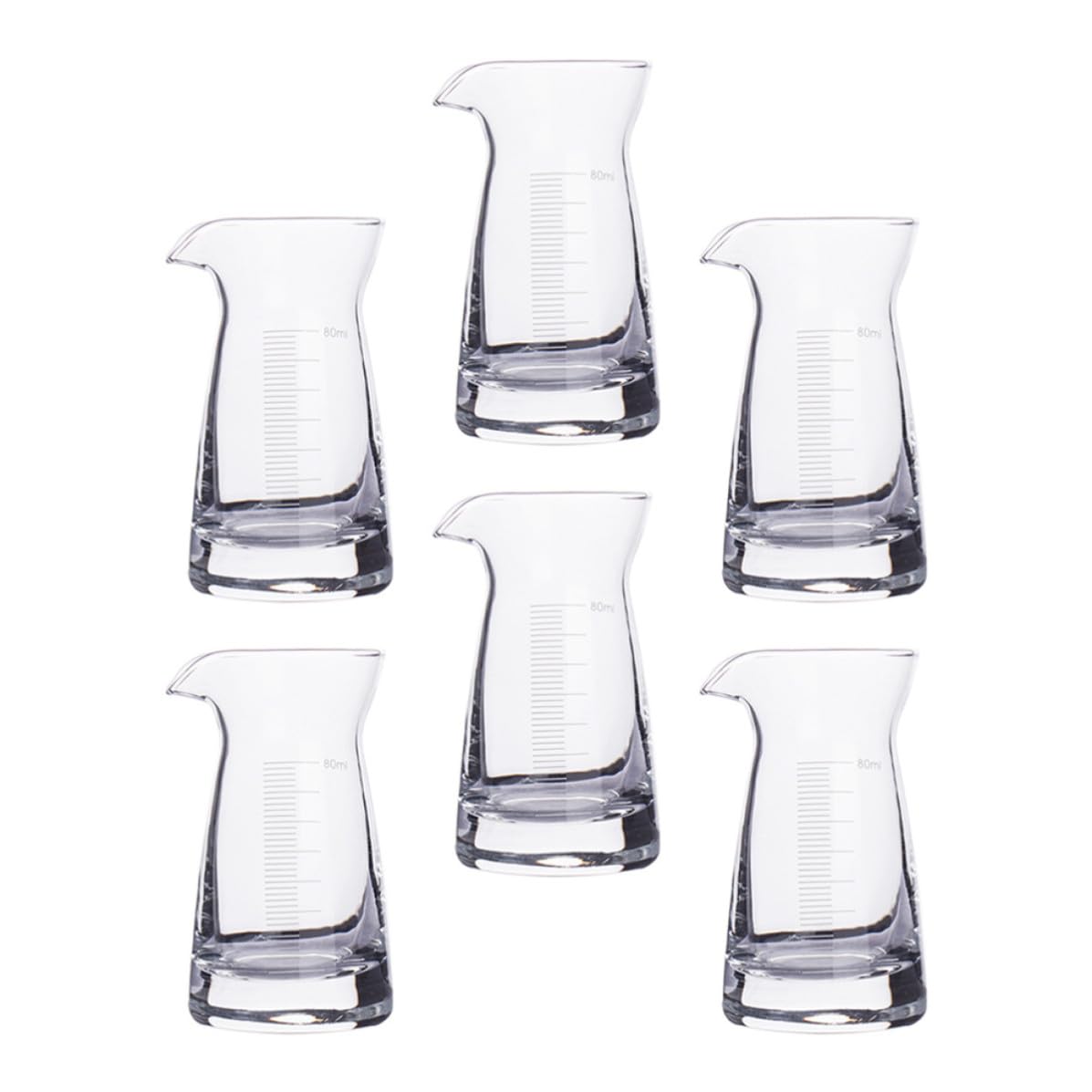 Sosoport Misurino per Cocktail in Vetro 80ml Tacca Chiara e Misurazione Accurata, Set da 6 Pezzi per Bar e Feste a Casa