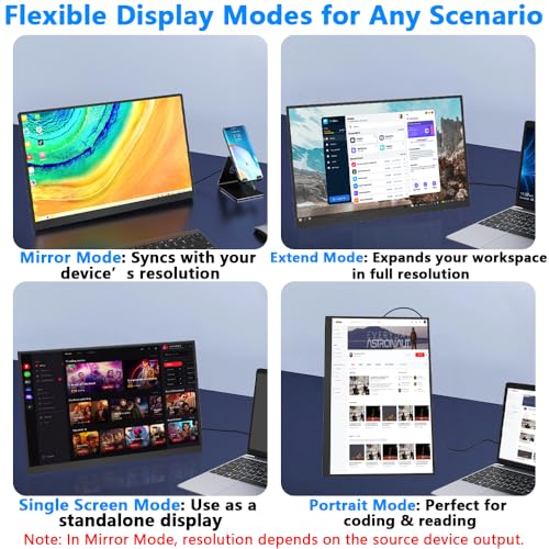 Image of 16 inch 2.5K Portable Monitor 144Hz (USB-C), 2560x1600 HDR Gaming Monitor with Stand & Speakers, HDMI USB-C External Display for Laptop Mac PC PS5 /Phone
