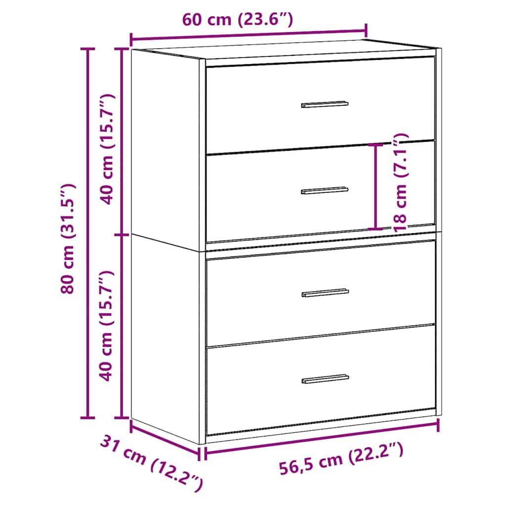 vidaXL Armadi con 2 Cassetti 2 pz Grigio Cemento 60x31x40cm Truciolato, armadietto, credenza, Armadio Buffet credenza, vetrina, Mobile Soggiorno