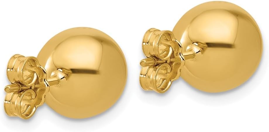 14k Yellow Gold High Polish 9.8mm Ball Stud Earrings Pair