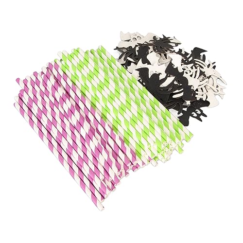 Pajitas para Beber 60 Piezas a Rayas de 7,7 Pulgadas de Largo Pajitas de Papel para Tarjetas de Halloween Ampliamente Utilizadas para la Familia