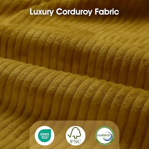 Image of LLappuil 163 inch Modular Sectional Sofa with Storage, U Shaped 10-Seat Pet-Friendly Corduroy Couch with 10 Throw Pillows, Oversized Convertible Sofa Set for Living Room & Large Space, Yellow