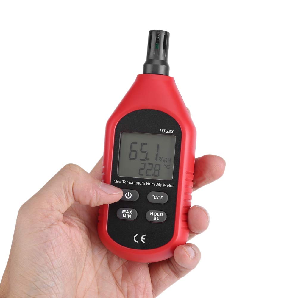 Fabater UT333 Tragbares LCD-Digital-Thermometer-Hygrometer, Lufttemperatur-Feuchtigkeitsmessgerät mit Hintergrundbeleuchtung, -10~60℃ / 14~140℉, Datenspeicherung, Automatische Abschaltung,
