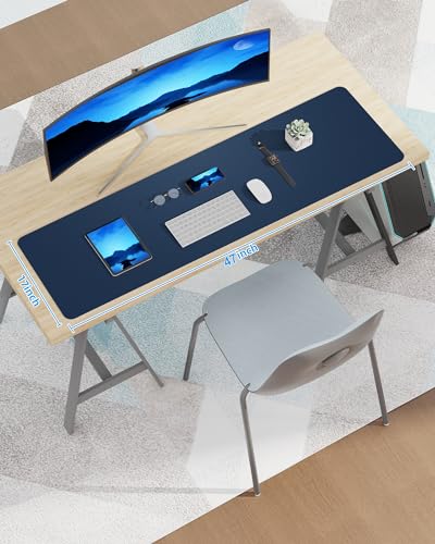 Image of AFIING Leather Desk Pad Protector, Mouse Pad, Office Desk Mat, Non-Slip PU Leather Desk Blotter, Large Desk Mat, Waterproof Keyboard Mat for Office /Home /Decor (Midnight Blue, 48 inch x 17 inch)