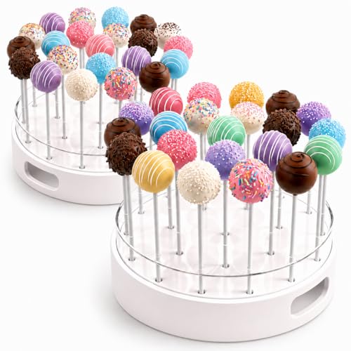 Berrihop Cake Pop Ständer mit 22 Löchern (2er-Pack) transparenter Cake Pop Halter mit Griffen 2-stufiges Display für Cake Pops und Lollipops ideal für Candy Bar Geburtstag Hochzeit & Babyparty