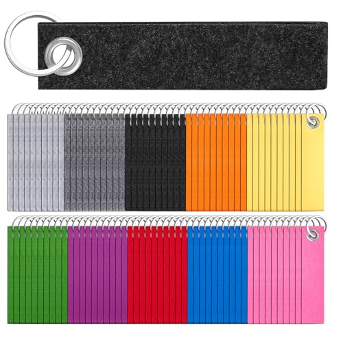 Nuenen 100 Stück 13 x 3 cm Bunte Filz Schlüsselanhänger Rohlinge Schlüsselringe mit Anhänger aus Filz Schlüsselbänder für Schulrücksack Tasche Geldbörse Schlüssel Basteln(Mehrfarbig)