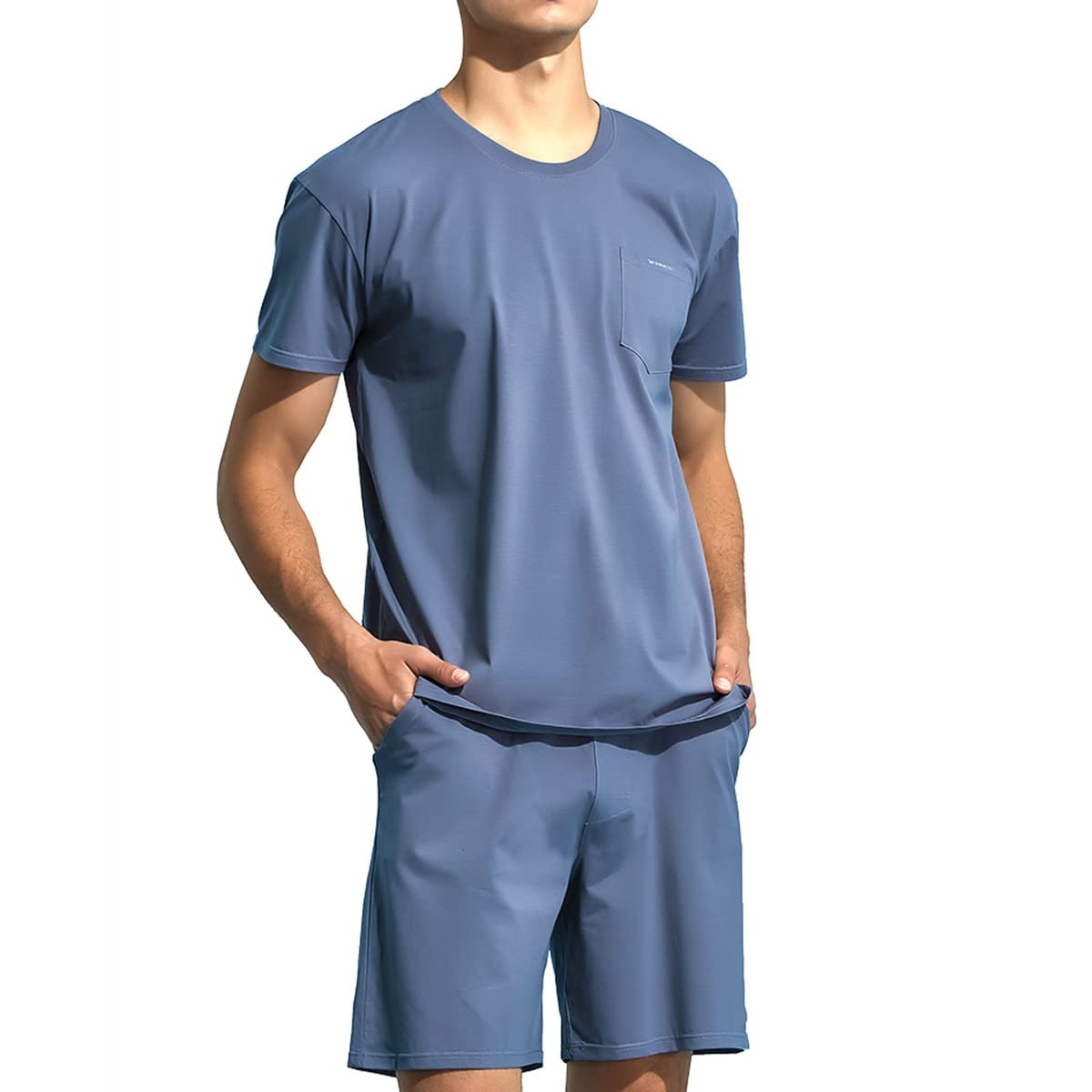 Pyjama pour hommes de qualité supérieure en pur coton bleu taille XL
