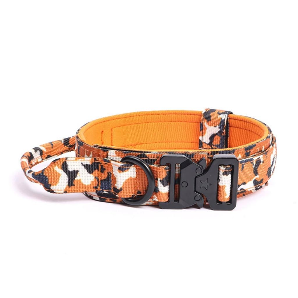 AOBUJDUB Tactical Dog Collar, Padded Breathable Soft Nylon Pet Collar With Heavy-Duty Metal Buckle, Heavy Duty and Soft On Ski for Medium Large Dogs(#A,XL-(50cm-62cm))