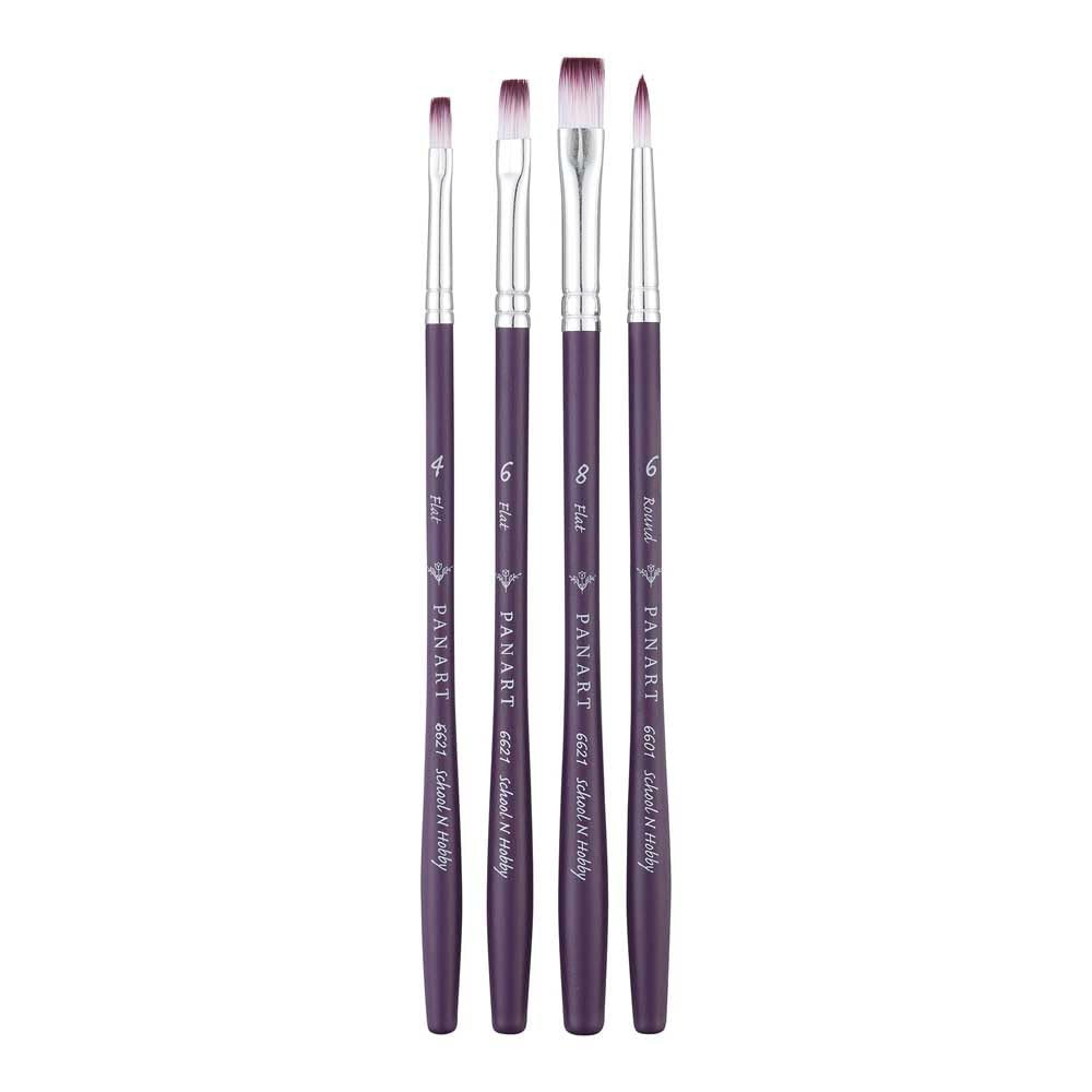 Pan Art 4-Piece Synthetic Fibre Brush Set No. 04-08 – Versatile Artist Brushes for Watercolour & Gouache – Professional Artist Quality Painting Set for Beginners & Professionals