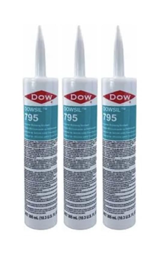 Dow Corning 795 Silicone Building Sealant - 10 oz Catridge - Black - 3 Pack