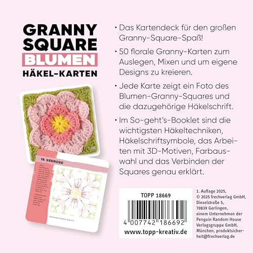 Granny Square Blumen Häkel-Karten (Deutsche Ausgabe): 50x häkeln, mixen und matchen. Mit Häkelschrift und Foto zu jedem Granny Square und praktischem ... (Granny Squares (Häkelanleitungen))