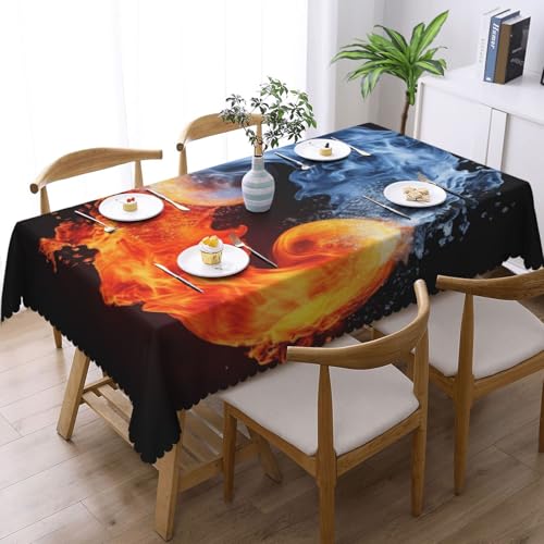 Nappe polyester motif yin yang rectangulaire infroissable 137x183 - 3