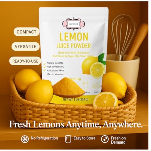 Image of Confect Lemon Juice Powder | Pure & Natural Fruit Powder for Smoothies, Baking, Beverages, Juices, Tea & DIY Recipes | Vegan, Gluten-Free, No Added Sugar - 200 Gm