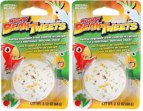 Image of Penn-Plax Tweet Eats: Mighty Beak Tweets a€ inch Puffed Vegetable Pet Treat Covered in Calcium a€ inch Safe for All Birds a€ inch 1 Count (Pack of 2)