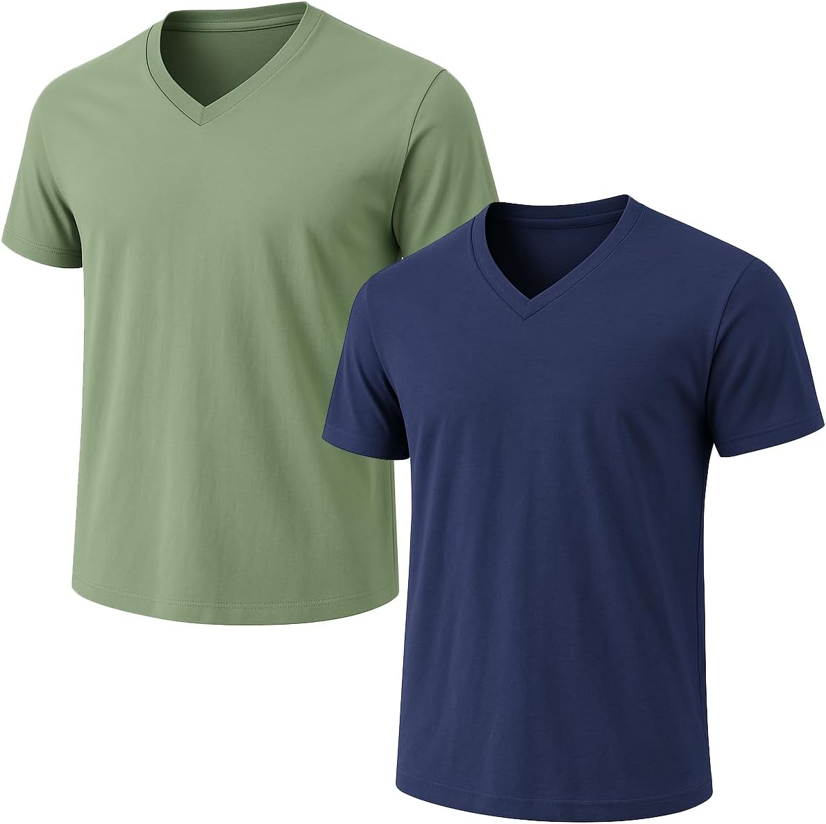 2-Pack Bulk Men’s V-Neck T-Shirts – Soft Pre-Shrunk Premium Cotton, Short Sleeves, Reinforced Collar, Crew Neck, Casual Fit