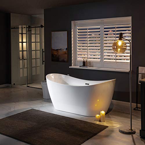Woodbridge B0010-MB 67 Inch Acrylic Freestanding Bathtub Contemporary Soaking White Tub thumb #1