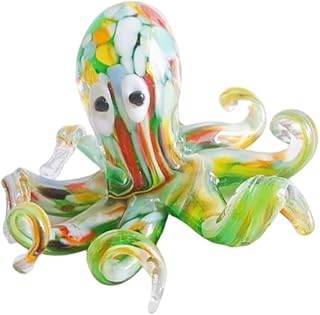 Funny Glass Multicolor Octopuses Miniature Figurine Desktop Decors Car Dashboard Accent Unique Kids Women Men Figurine Colorful Miniature Gifts
