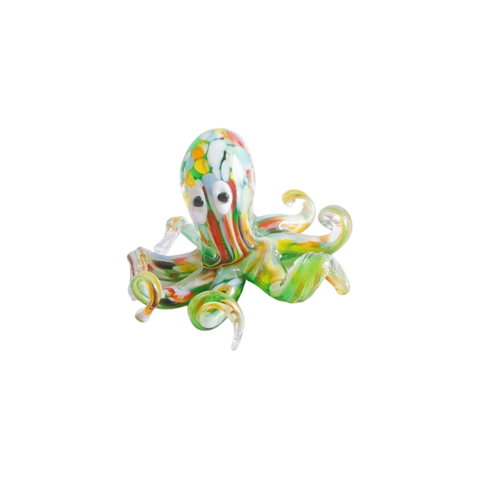 Uitndvyte Green Color Dots Artistic Colorful Octopuses Glass Miniature Figurine Decors Desktop Ornament Perfect Present For Christmas Housewarmings Party Octopuses Figurine Colorful Miniature Gifts