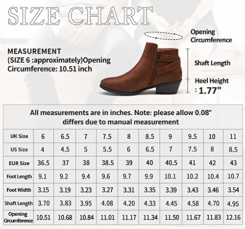 Vepose Women's 911 Ankle Boots, Chunky Low Heel Western Cowboy Booties, Cognac, Size 8 Us -With Buckle Side Zipper(Cjy911 Cognac 08) #TOP2