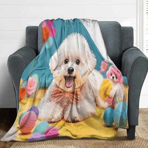 Couverture douce bichon frisé flanelle chaude grand plaid toutes saisons - 5