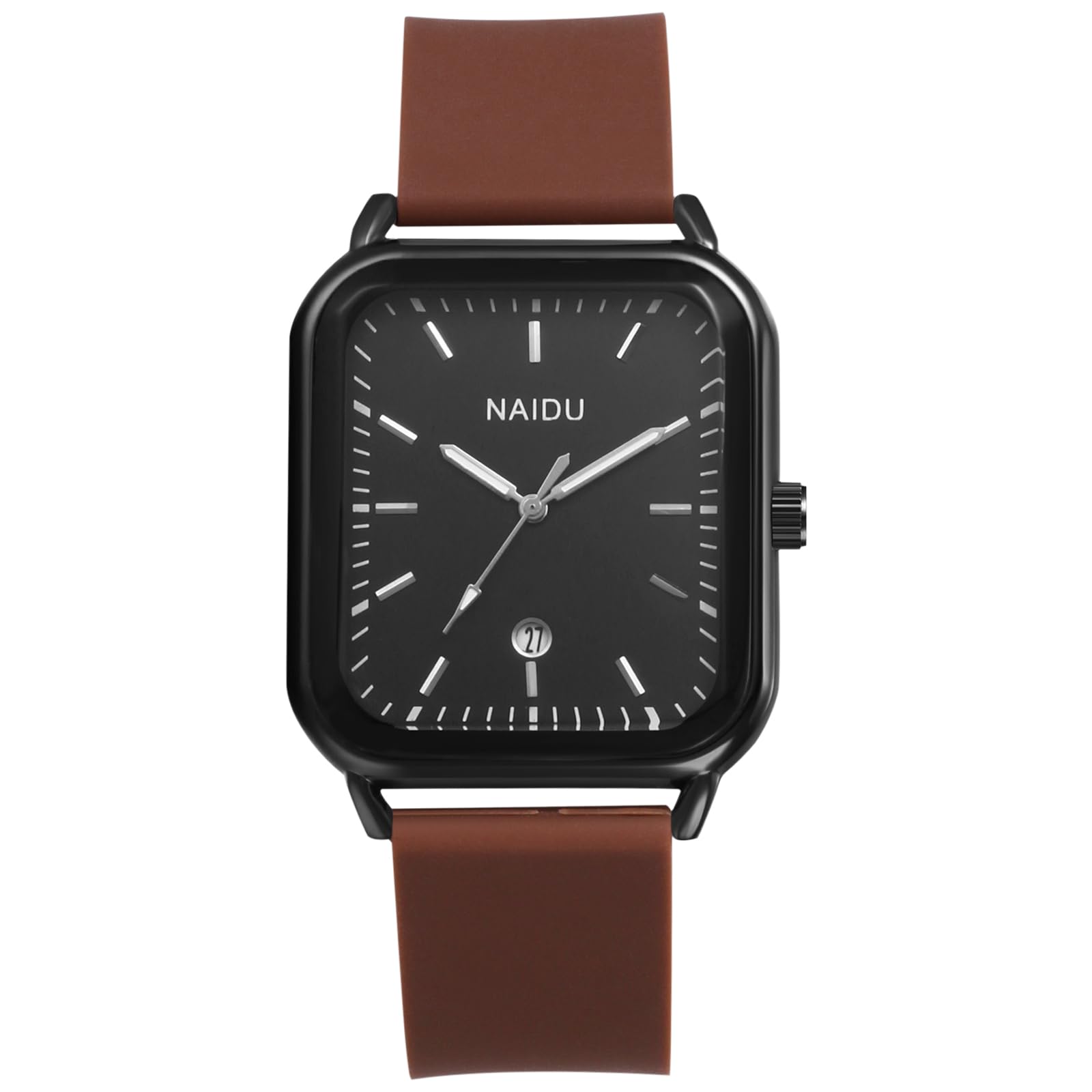 JewelryWe Orologio Analogico Quadrato Al Quarzo – Unisex Con Cinturino In Silicone E Calendario