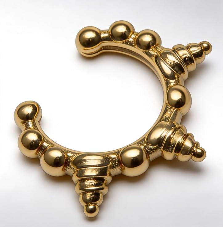 2026Gold Decorative Ear Cuff - Single Piece, Non-Piercing Ear Clip with Beaded & Spiral Design, Lightweight (0.7g) Fashion Jewelry for Women - Image 2