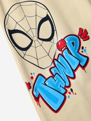 Image of The Souled Store Spider-Man: Thwip Boys Drawstringed Regular Fit Off White Cotton Joggers (2-8 Yrs)