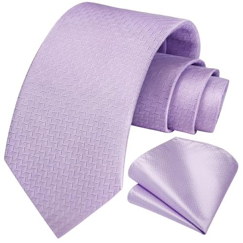 Image of HISDERN Ties for Men Solid Houndstooth Neckties Handkerchief Formal Business Tie & Pocket Square Set Wedding Party