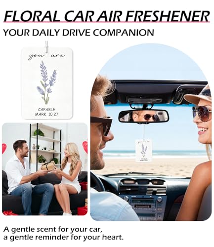 Image of 10PCS Christian Car Air Fresheners - Inspirational Floral Bible Verse Christian Car Accessories for Women - Car Mirror Hanging Accessories, Christian Gifts, Religious Gifts for Women