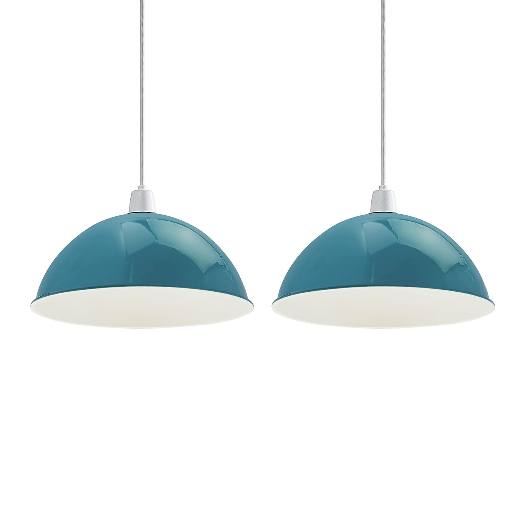 DC VOLTAGE 2Pack Retro Modern Metal Lamp Shades Ceiling Light Shades Vintage Industrial 40cm Light Blue Easy Fit Country Style Task Pendant Lighting Bedroom Kitchen (LED Bulb not Included)