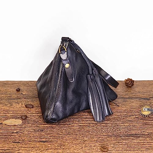 1PCS Leather Coin Pouch Triangle Coin Purse Change Purse for Women Suitable for Men and Women Coin Pouch (Black)2