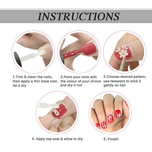 JNCH 90 Blatt Nagelsticker Aufkleber Fingernägel 3D Blumen Design Selbstklebend Tattoo Sticker Nail Art Tipp Maniküre… – Bild 6